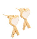Gold brass earrings with white hammered Ami de Coeur