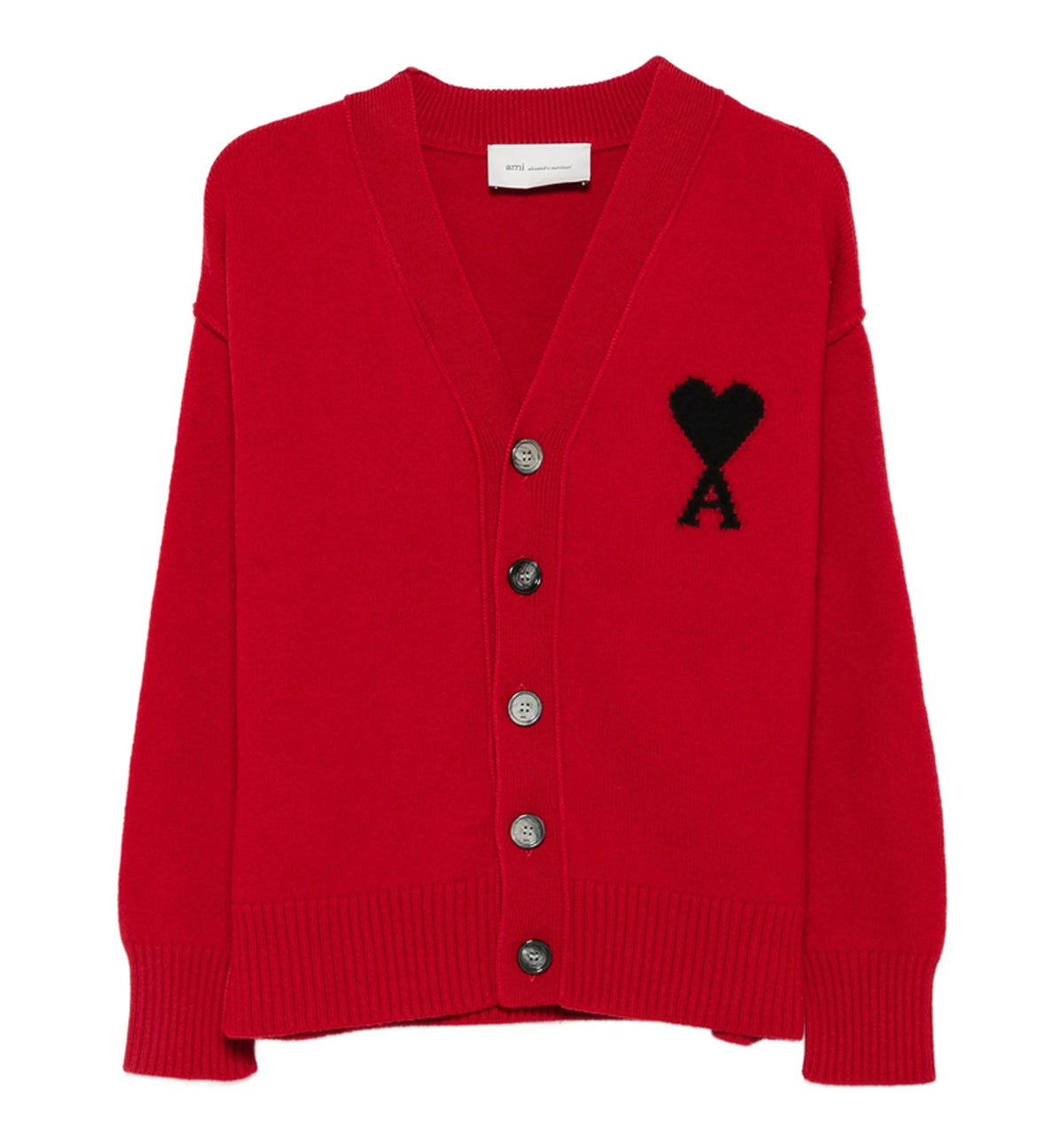 Red wool cardigan with Ami de Coeur