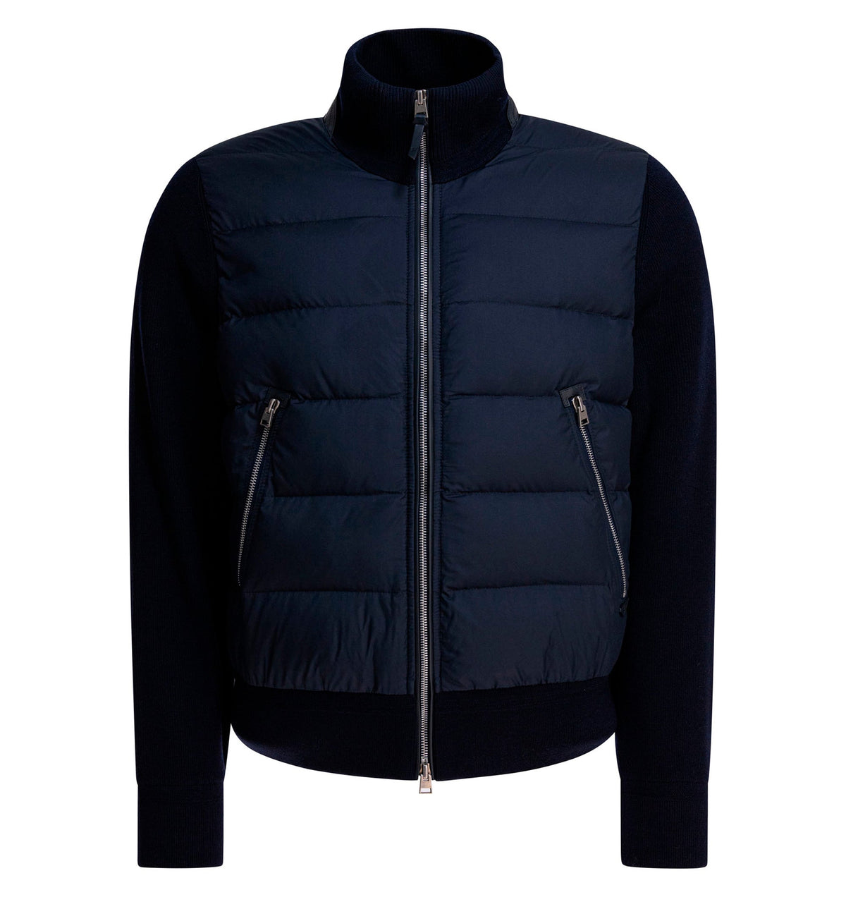 Nylon and wool short down jacket