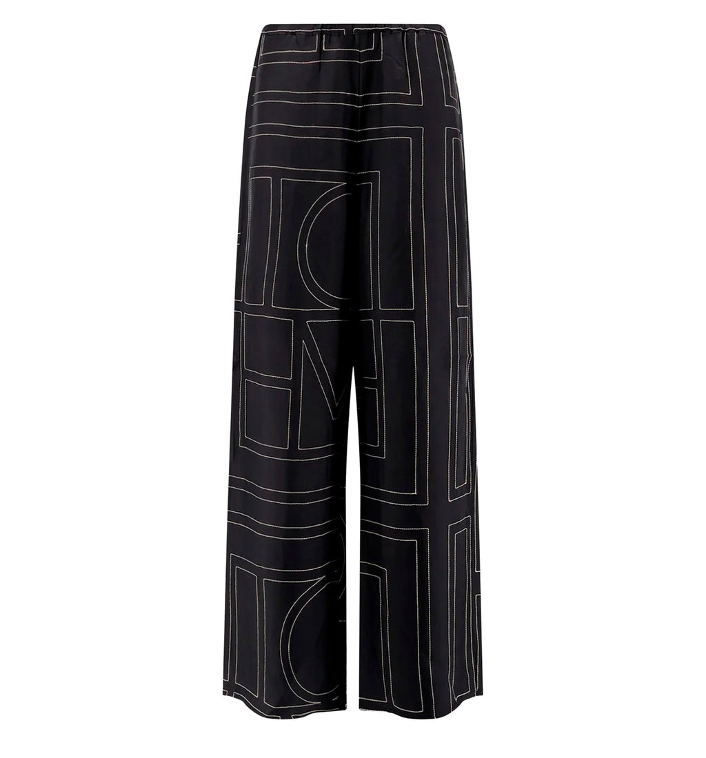 Monogram silk trousers