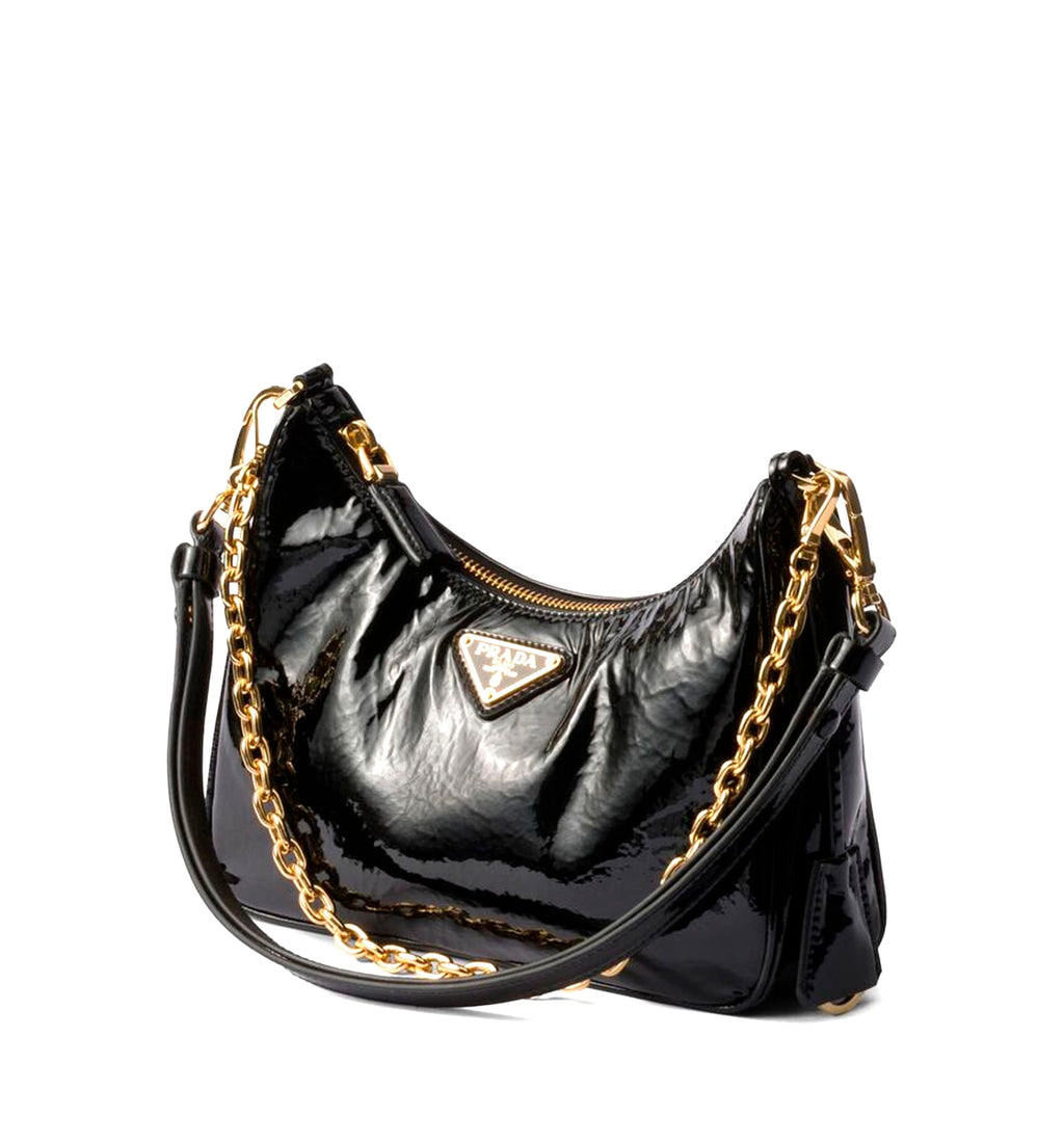 Prada Re-Edition mini naplak patent leather bag