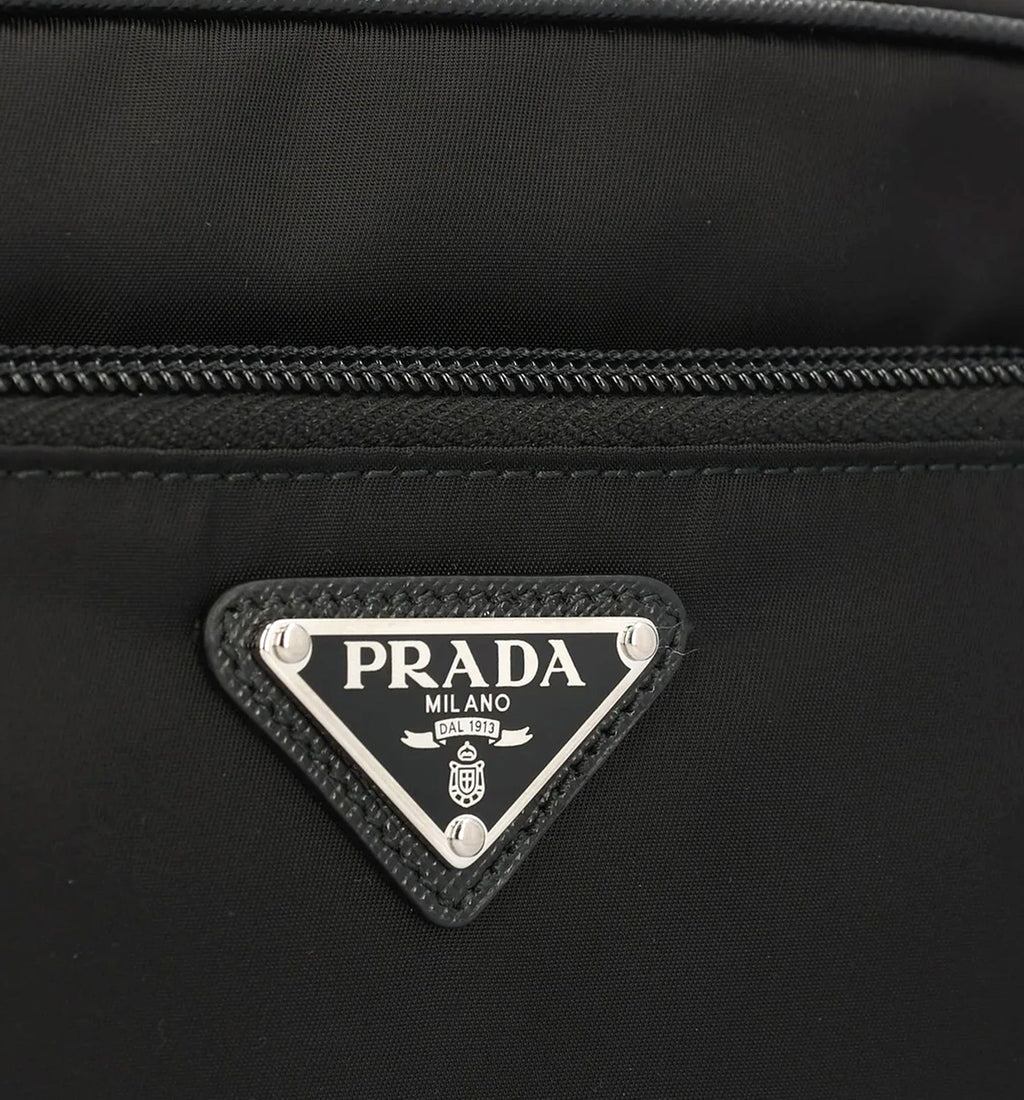 Re-nylon And Saffiano Leather Travel Pouch