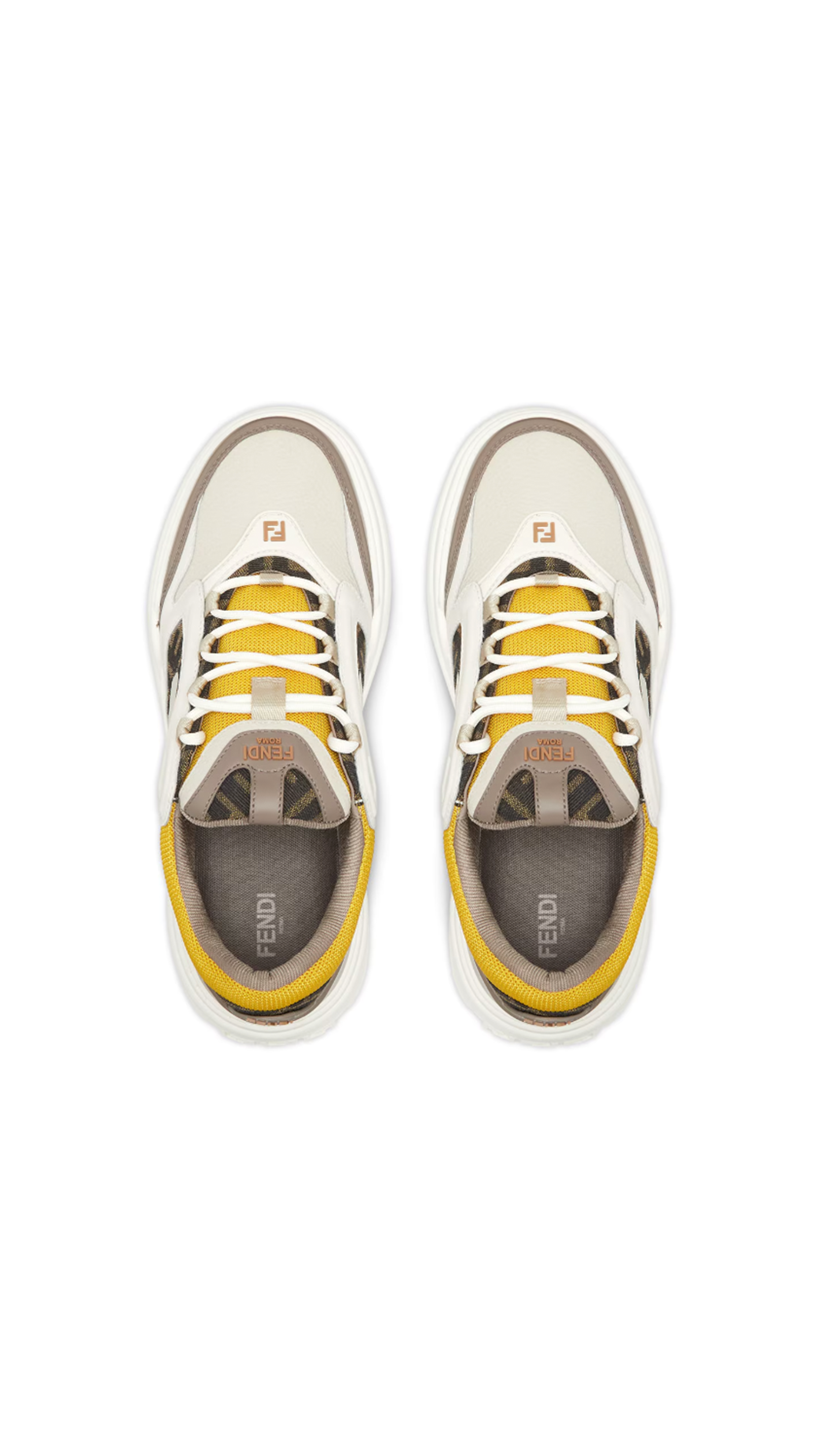 Fendi Force Sneakers - White/Yellow/Brown