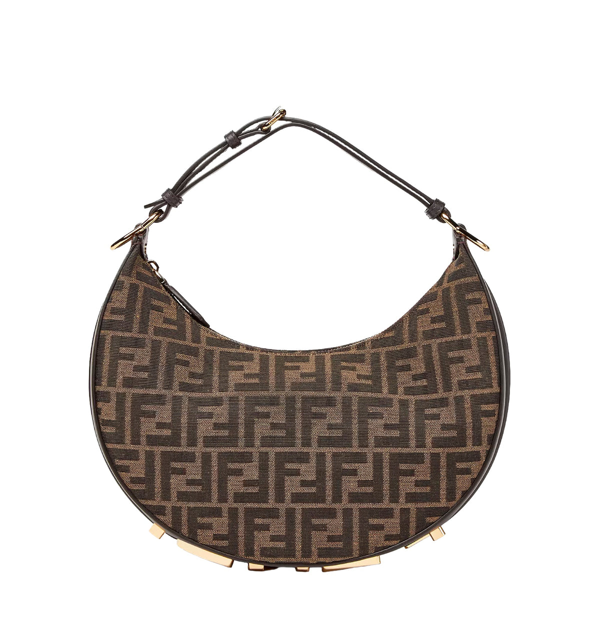 Brown FF jacquard fabric bag