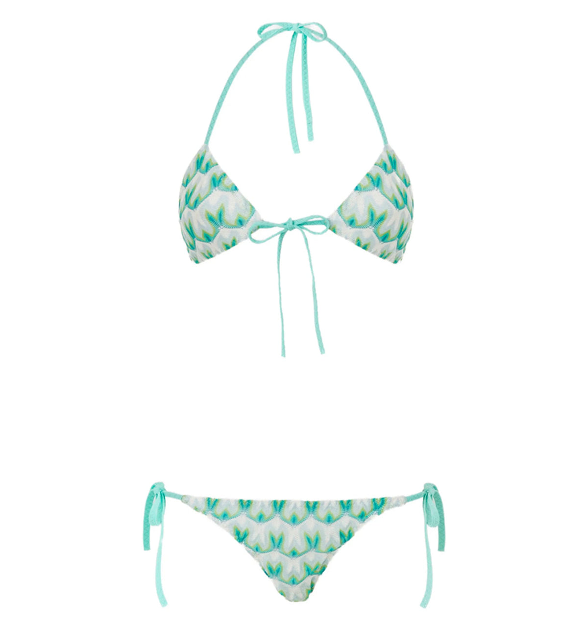 Triangle bikini in viscose with floral motif