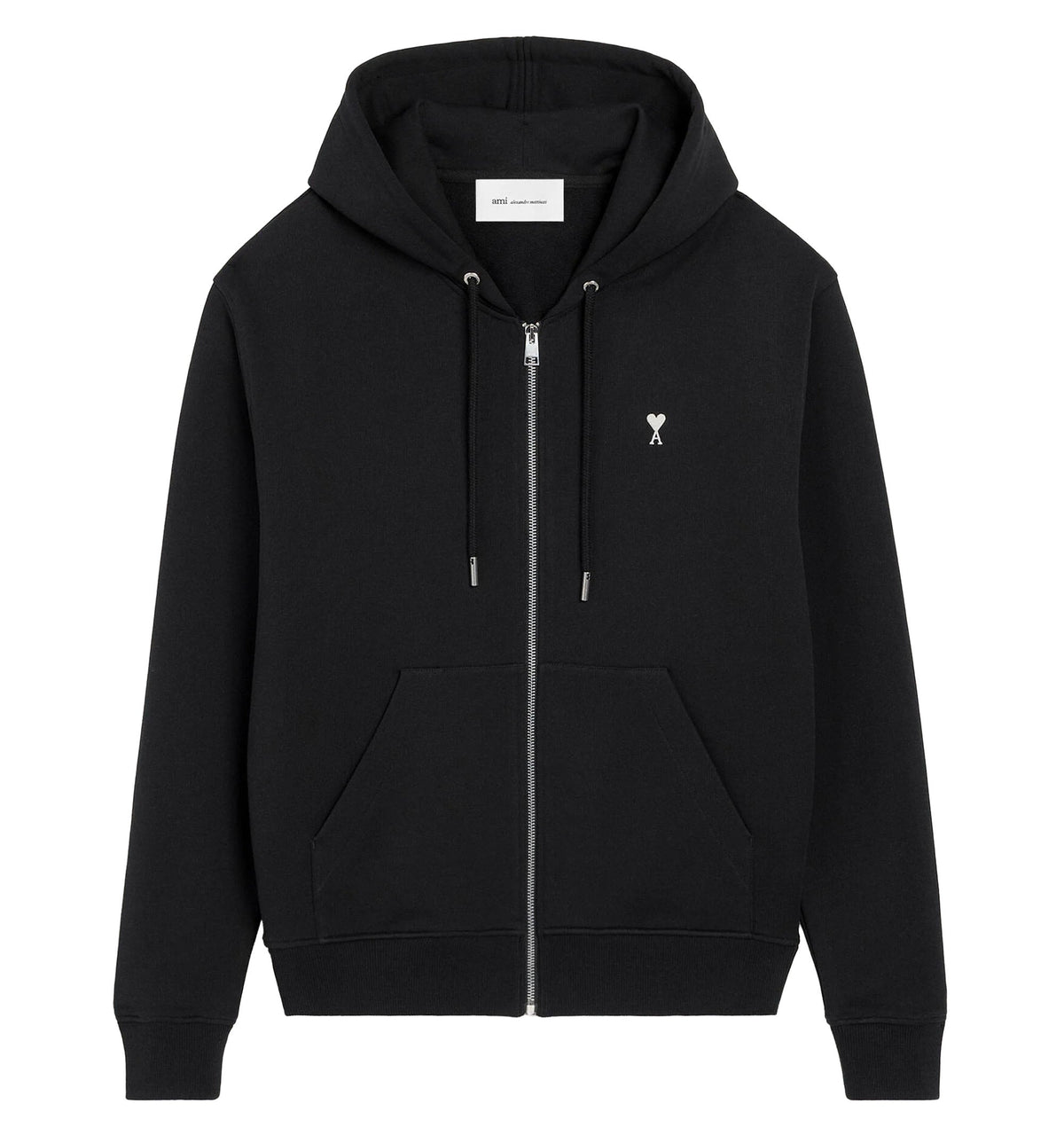 Black Cotton Ami De Coeur Zipped Hoodie