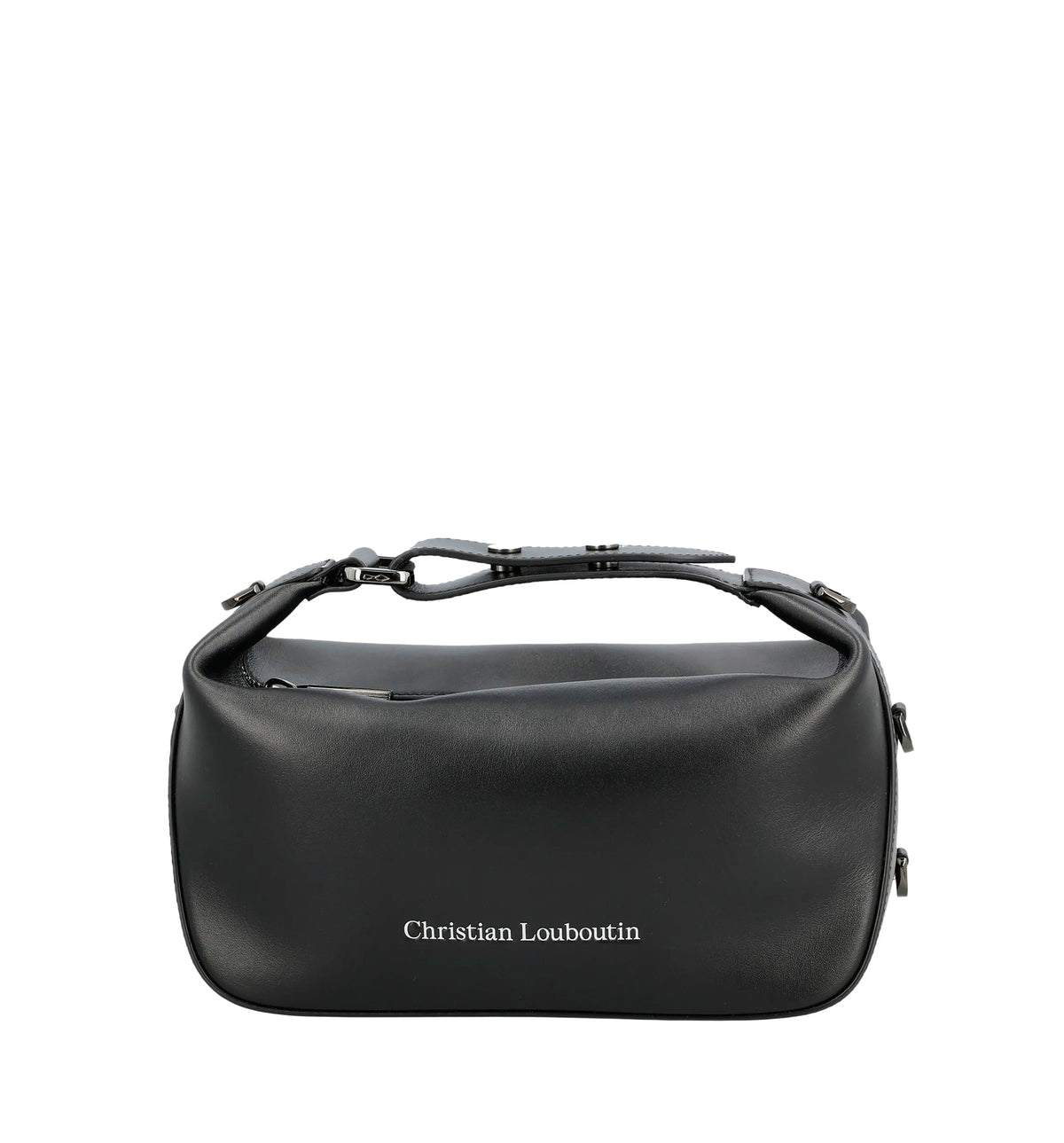 Logo-print leather clutch bag