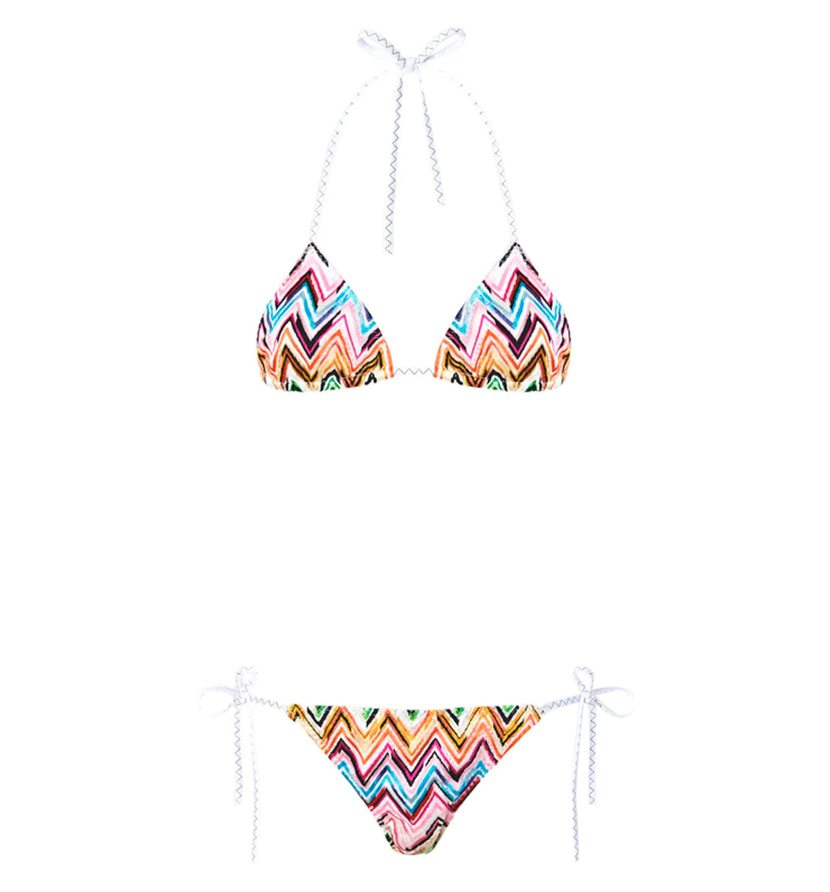 Stretch Viscose Lace-Motif Bikini with Zigzag Pattern
