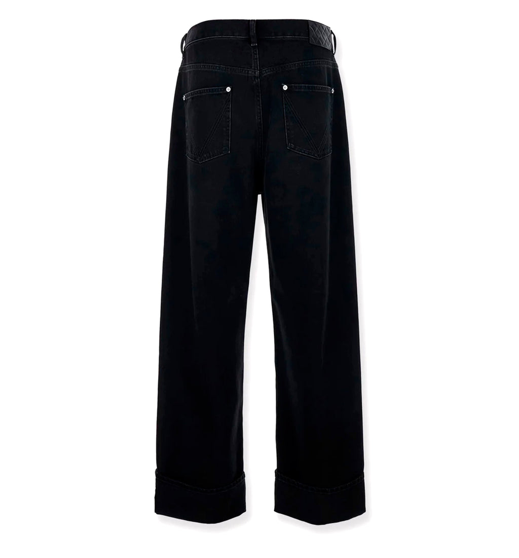Faded Black Turned-Up Jeans