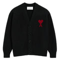 Black wool cardigan with Ami de Coeur