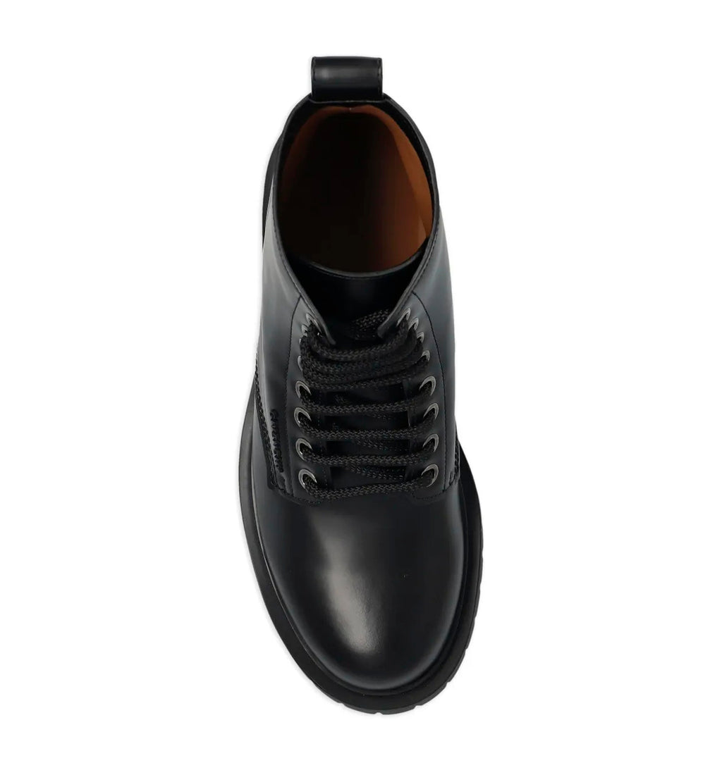 Lace-up Leather Biker Boots