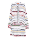 Zigzag-pattern Tie-neck Mini Dress