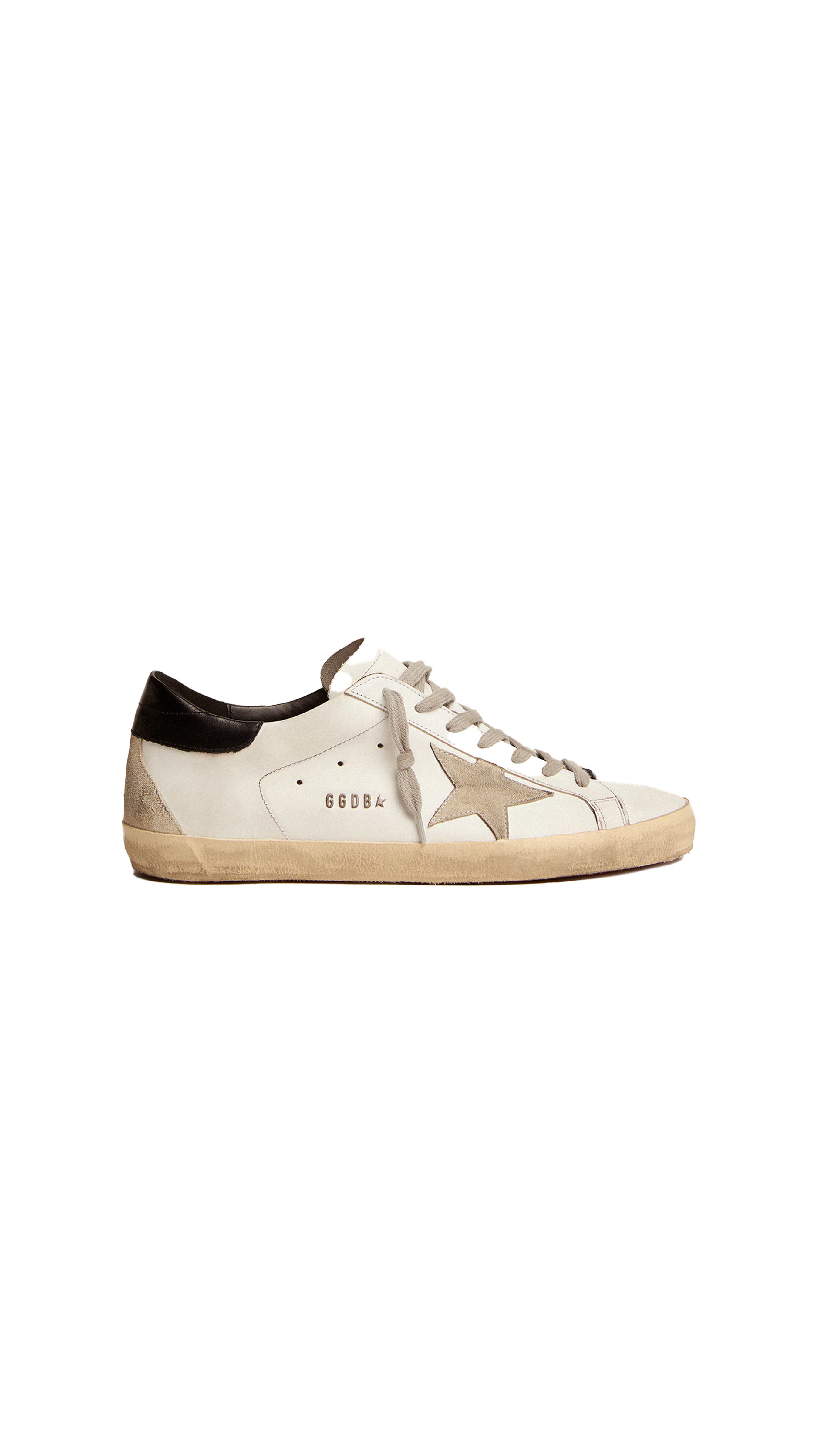 Men's Super-star With Gold Heel Tab And Metal Stud Lettering- White