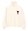 Natural funell neck wool sweater with Ami De Coeur