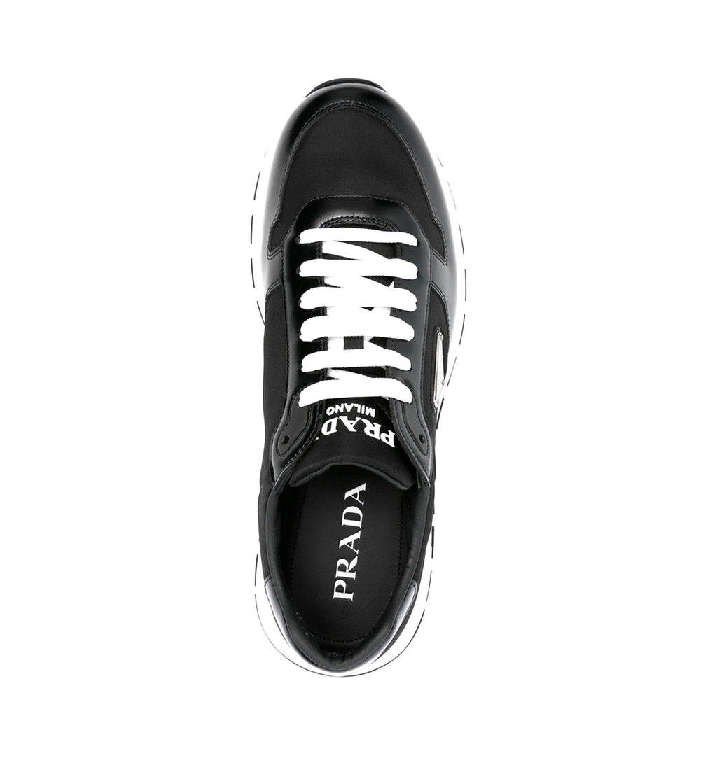 Prax 01 Re-Nylon and brushed leather sneakers