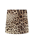 Leo-print brocade mini skirt