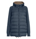 Hooded knit-sleeve jacket