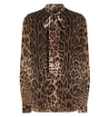 Leo-print georgette shirt