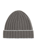 Ribbed-knit cashmere beanie hat