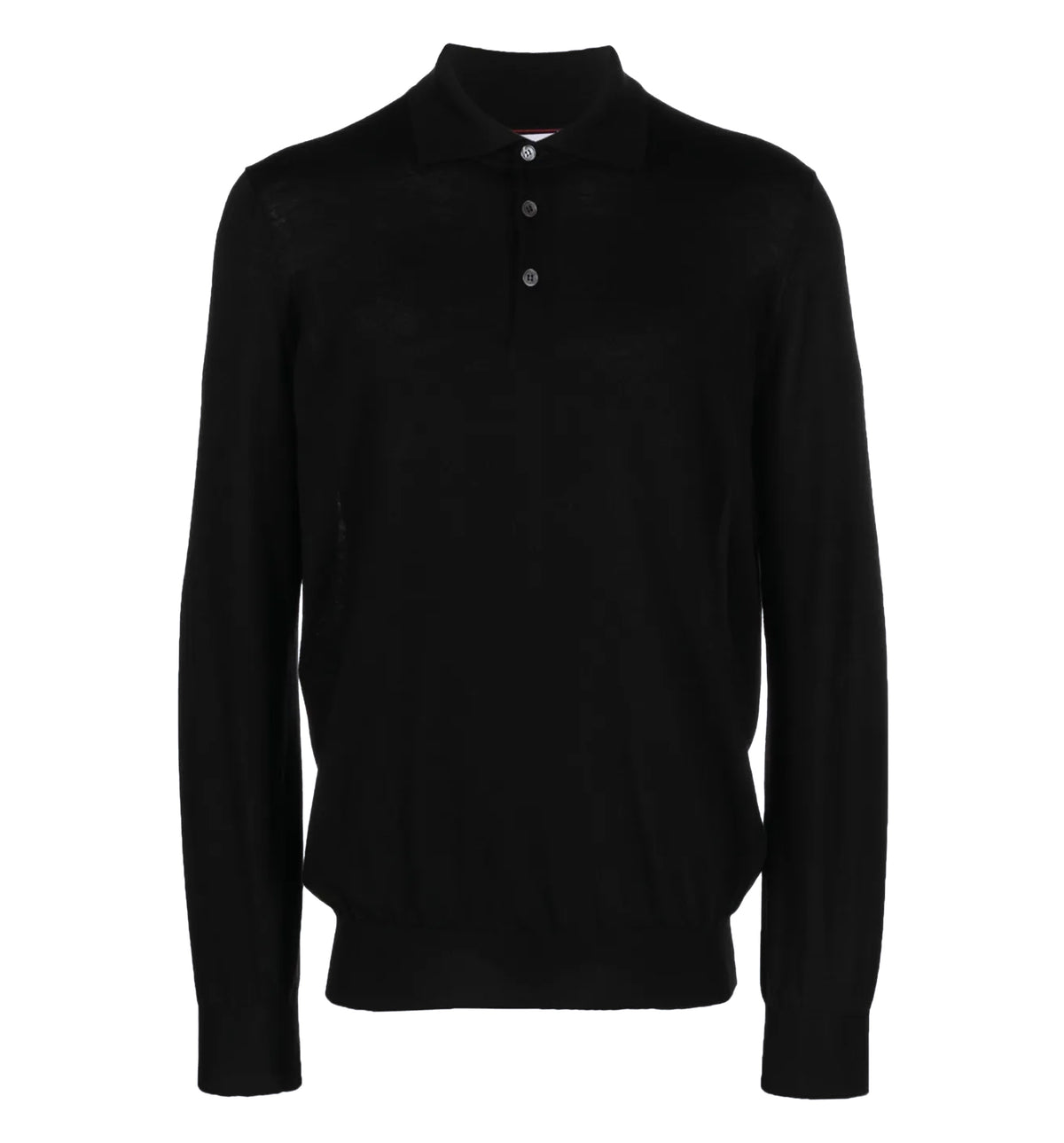 Long-sleeve virgin wool polo shirt
