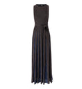 Metallic-thread Belted Maxi Dress