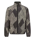 Diamond Pattern Wool Blend Zip-Up Cardigan