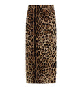 Stretch viscose longuette skirt with animal print