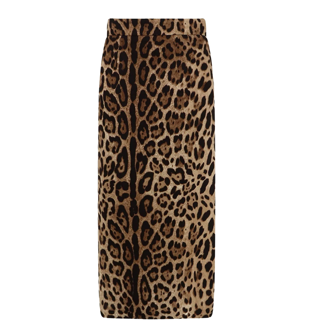 Stretch viscose longuette skirt with animal print