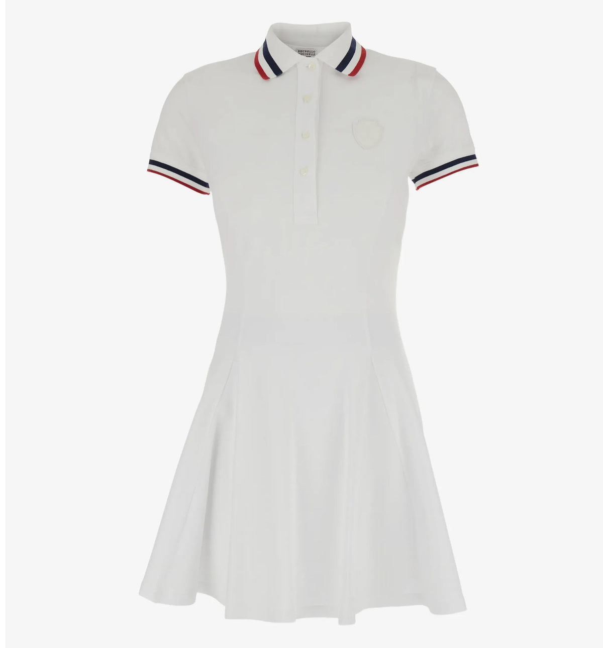 Striped-trim A-line mini dress