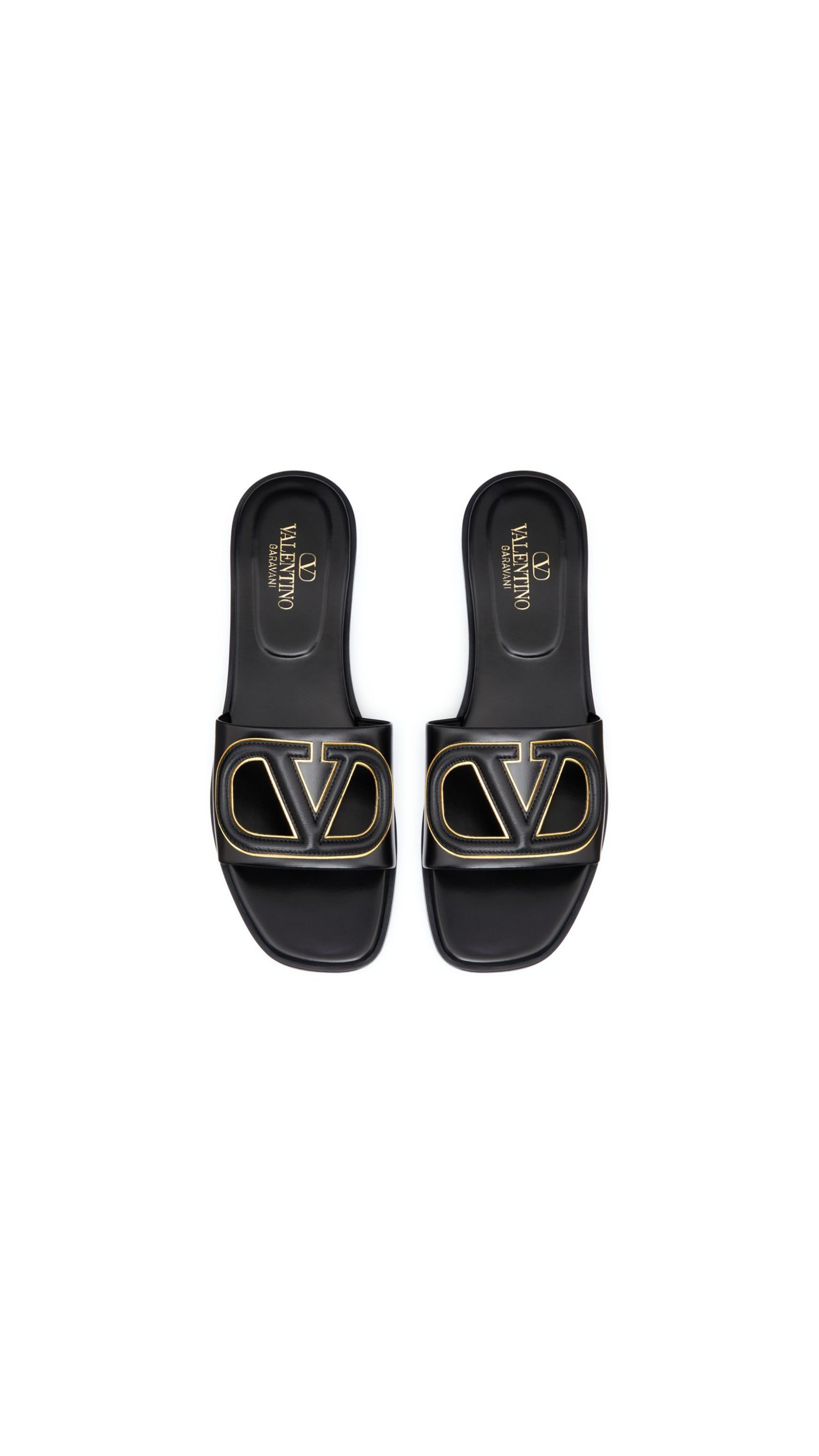 Vlogo Cut-out Leather Sandals - Black