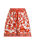 Majolica-print silk bermuda