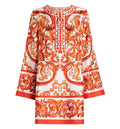 Kaftan dress in majolica-print twill