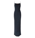 Long viscose lamé dress with hood