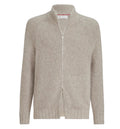 Cashmere and silk high-neck cardigan with zipper