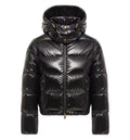 Niveole cropped down jacket in glossy nylon black