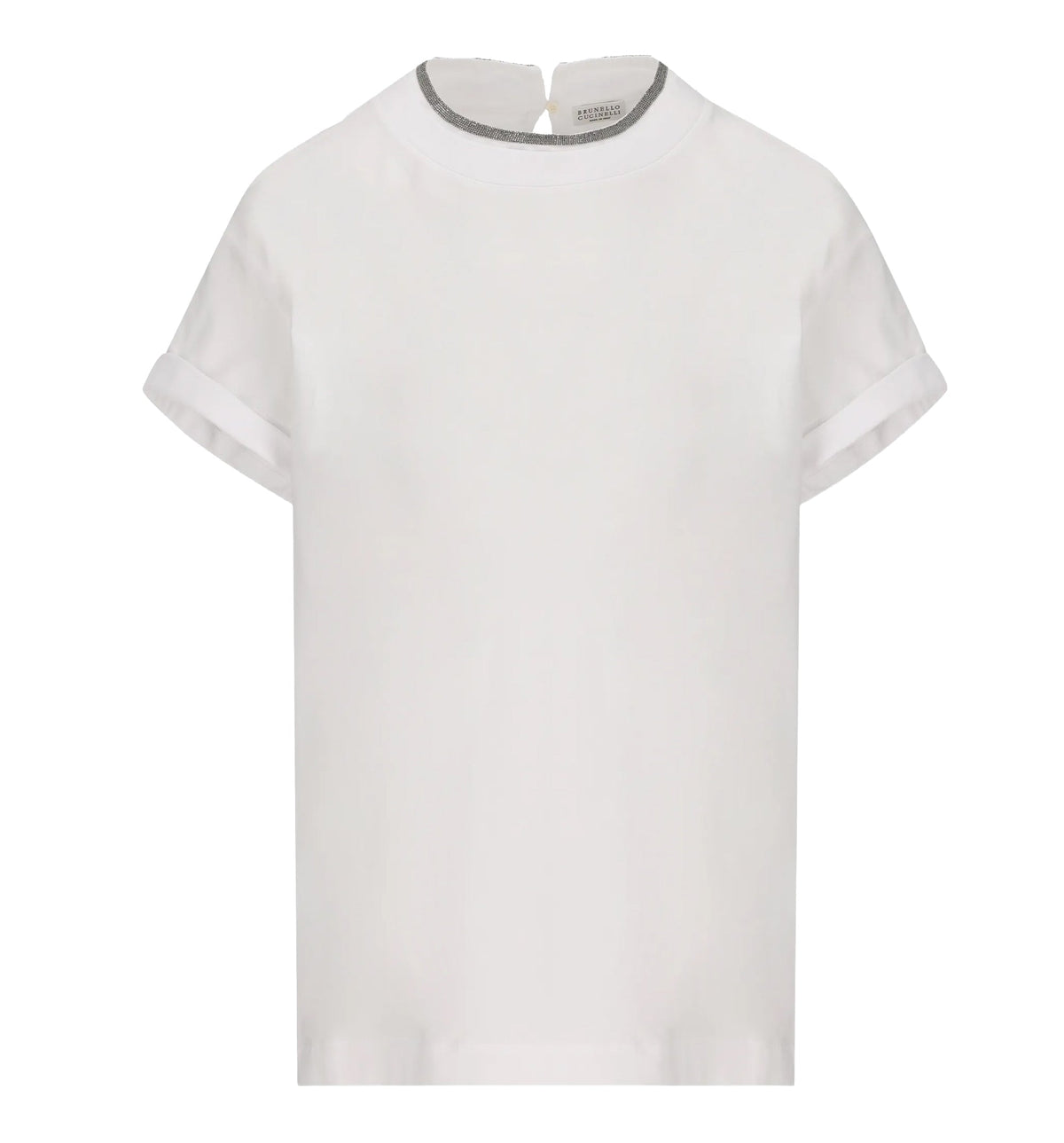 Stretch cotton jersey T-shirt with monili