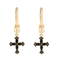 Hoop earrings with crosses and rhinestones