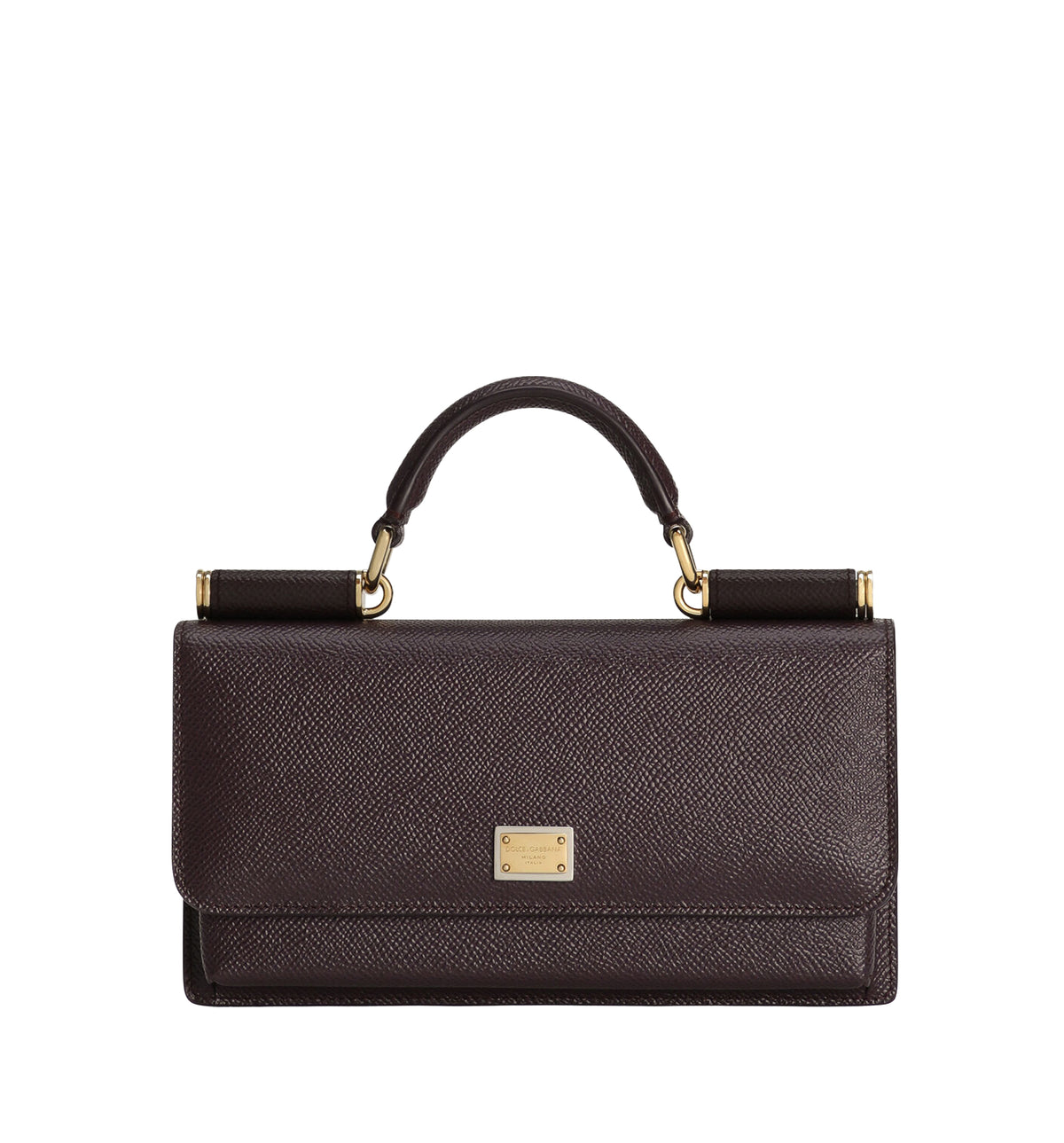 Mini bag with tag featuring two metal plating finishes
