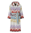 Marea Hooded Bathrobe in cotton terry with chevron pattern