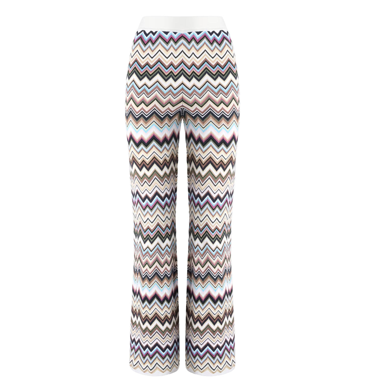 Straight-leg viscose and wool chevron trousers