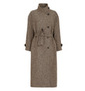 Sparkling virgin wool Chevron belted coat with Monili