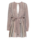 Sequin-embellished Striped Mini Dress