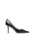 Love 85 Black Calf Leather Pumps with JC Emblem