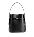 Belted leather bucket bag black
