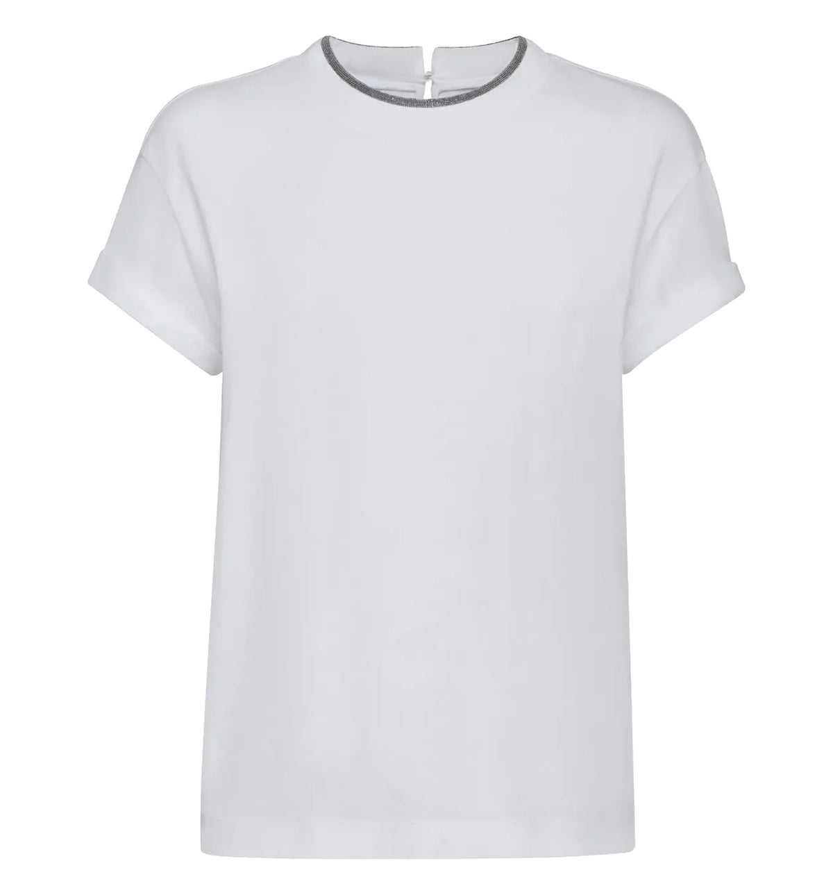 Stretch cotton jersey T-shirt with monili
