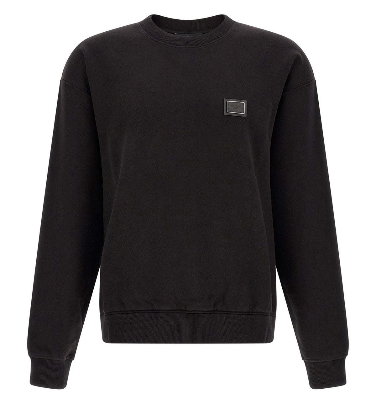 Jersey sweatshirt with logo plate
