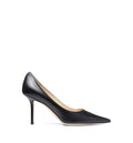Love 85 Black Calf Leather Pumps with JC Emblem