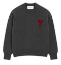 Grey crewneck wool sweater with Ami de Coeur