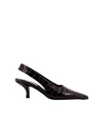 Leather slingback pumps with embossed Croco print
