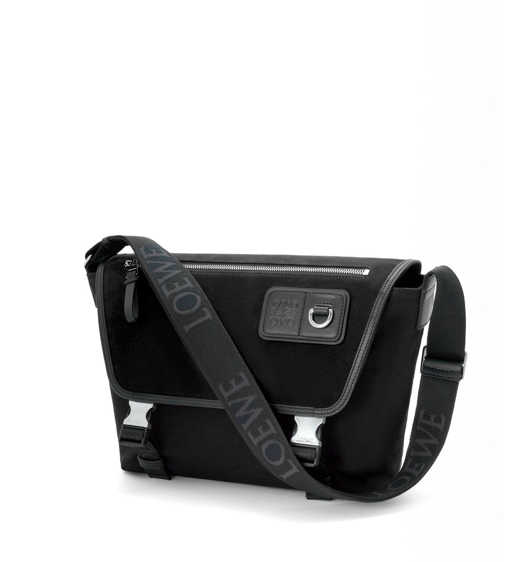 Medium Flex messenger in canvas and suede